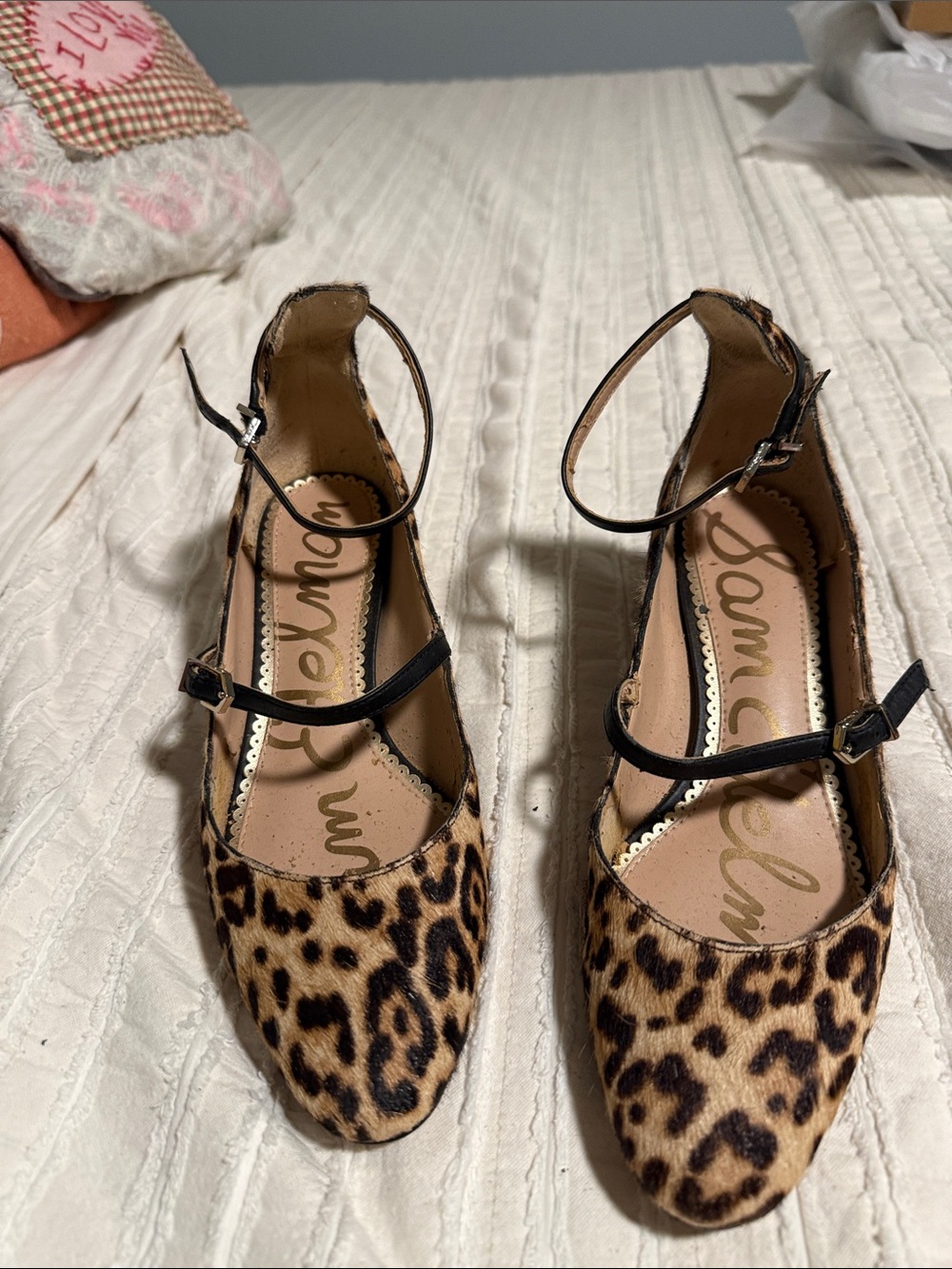 Sam Edelman Leopard Print Ankle-Strap block heel Tan/Black